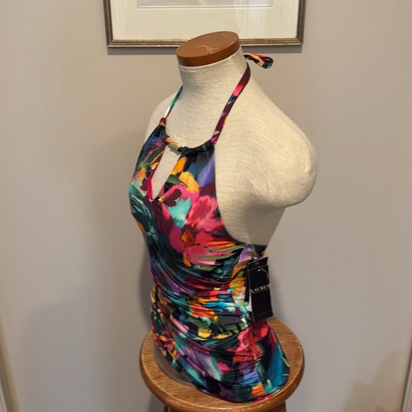 NWT!! Ralph Lauren Black Label - Halter High Neck Tankini Swim Top - Multi - 4 - Picture 6 of 8